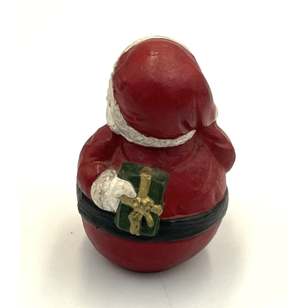 Vtg Hand Painted Resin Santa Figurine Bulbous 2.75